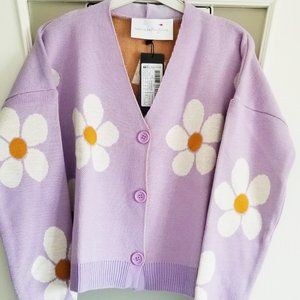 Daisy Anyone? Cute Purple Daisy Cardigan